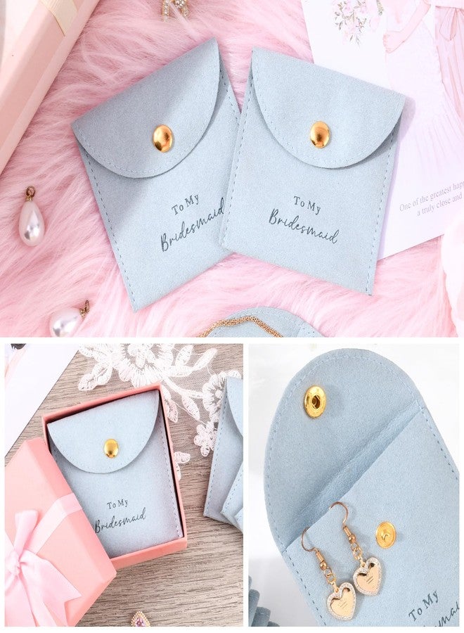 CEELGON Jewelry Bags Bridesmaid Gifts Set of 8 Velvet Small Jewelry Pouch with Button Bracelet Earring Necklace Packaging Bridesmaid Proposal Gift Bags Bridal Party Favors Gifts (Light Dusty Blue) - Image 3